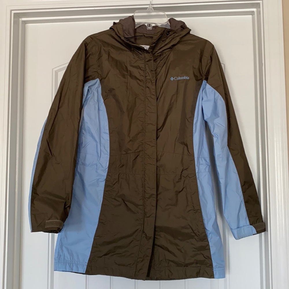 Columbia Ladies Brown & Blue Rain Jacket, Small